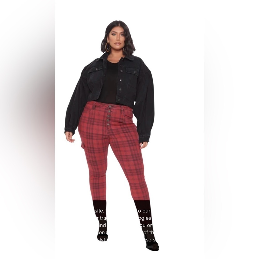 Fashion Nova Red Plaid Skinny Pants